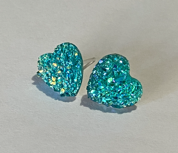 Aqua Sparkle Hearts